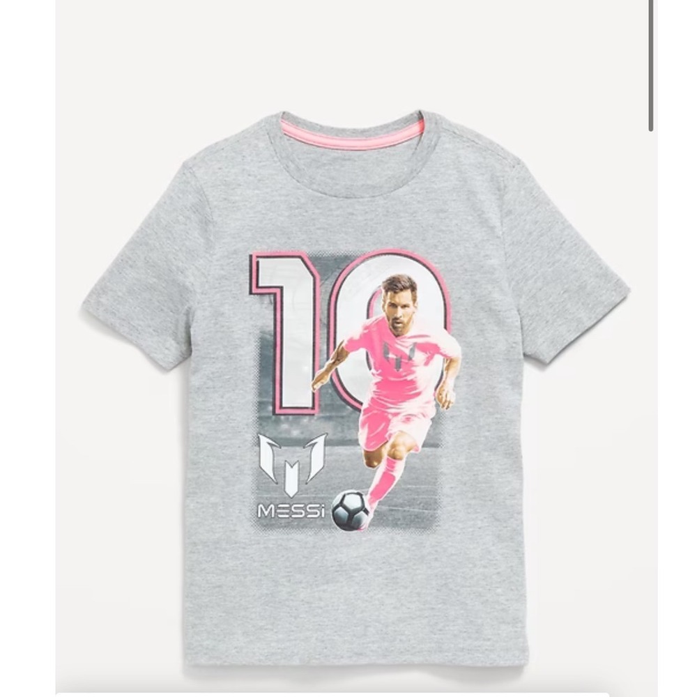 Messi Collection Kids  Messi Graphic T-Shirt Gray Pink Size S 6-7 NEW